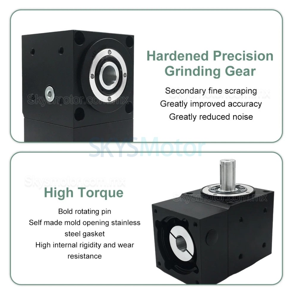 Reductores de engranajes cónicos en ángulo recto Nema 34 relación 2:1/3:1/5:1 para motor paso a paso NEMA 34/servomotor de 80 mm Reductores de engranajes cónicos en ángulo recto Nema 34 relación 2:1/3:1/5:1 para motor paso a paso NEMA 34/servomotor de 80 mm