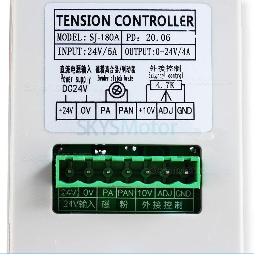 Controlador de tensi&oacute;n manual SJ-180A 24 V 0-4 A para freno/embrague de part&iacute;culas magn&eacute;ticas