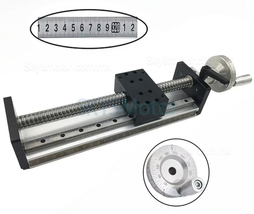Etapa lineal manual SXG5080 con guías dobles y husillo de bolas y volante Etapa lineal manual SXG5080 con guías dobles y husillo de bolas y volante