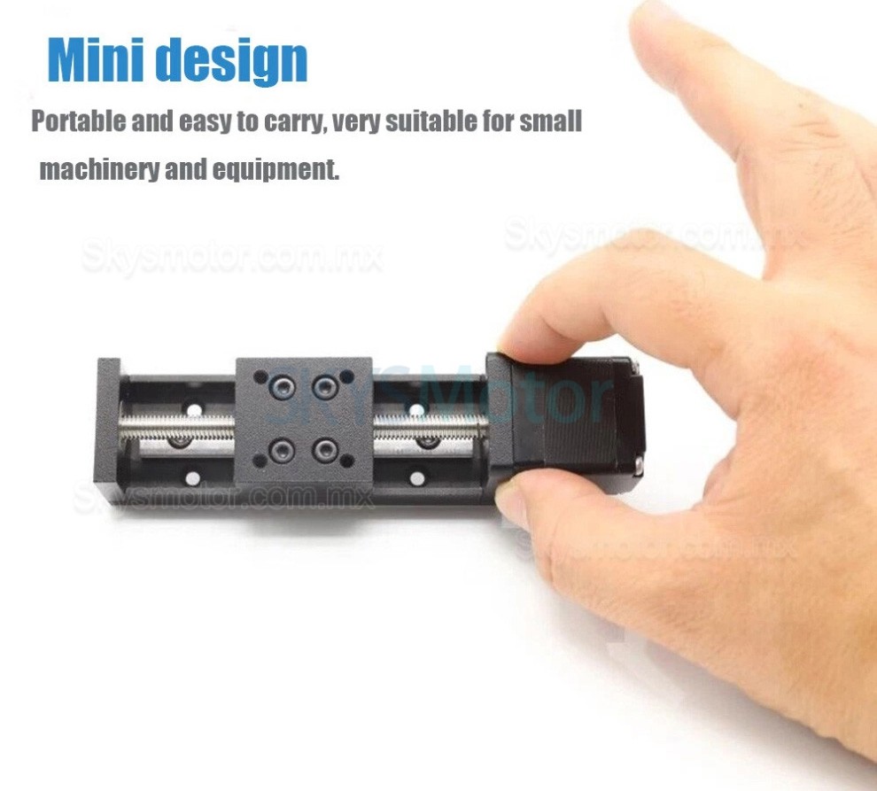 Mini etapa lineal motorizada OSP001601, paso 1mm, 0,07Nm, carrera 75 mm con motor paso a paso Nema 11