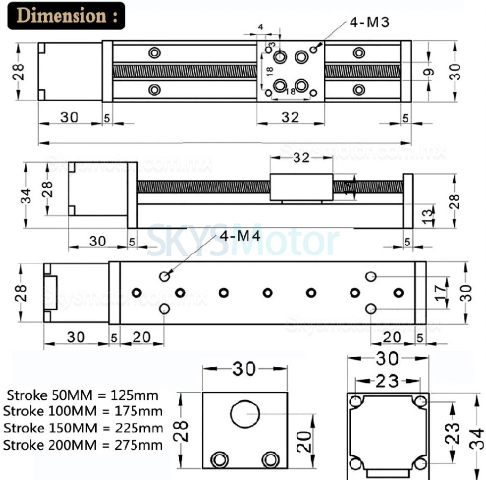 Mini plataforma lineal motorizada OSP001602, mesa deslizante CNC con motor paso a paso Neme 11 y driver TB6600
