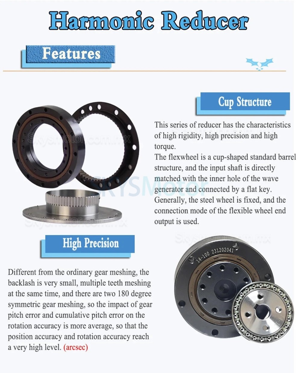 Reductor armónico de la serie ZXD/ZXZ relación 30:1/50:1/80:1//100:1,huelgo 30 arc-sec Reductor armónico de la serie ZXD/ZXZ relación 30:1/50:1/80:1//100:1,huelgo 30 arc-sec