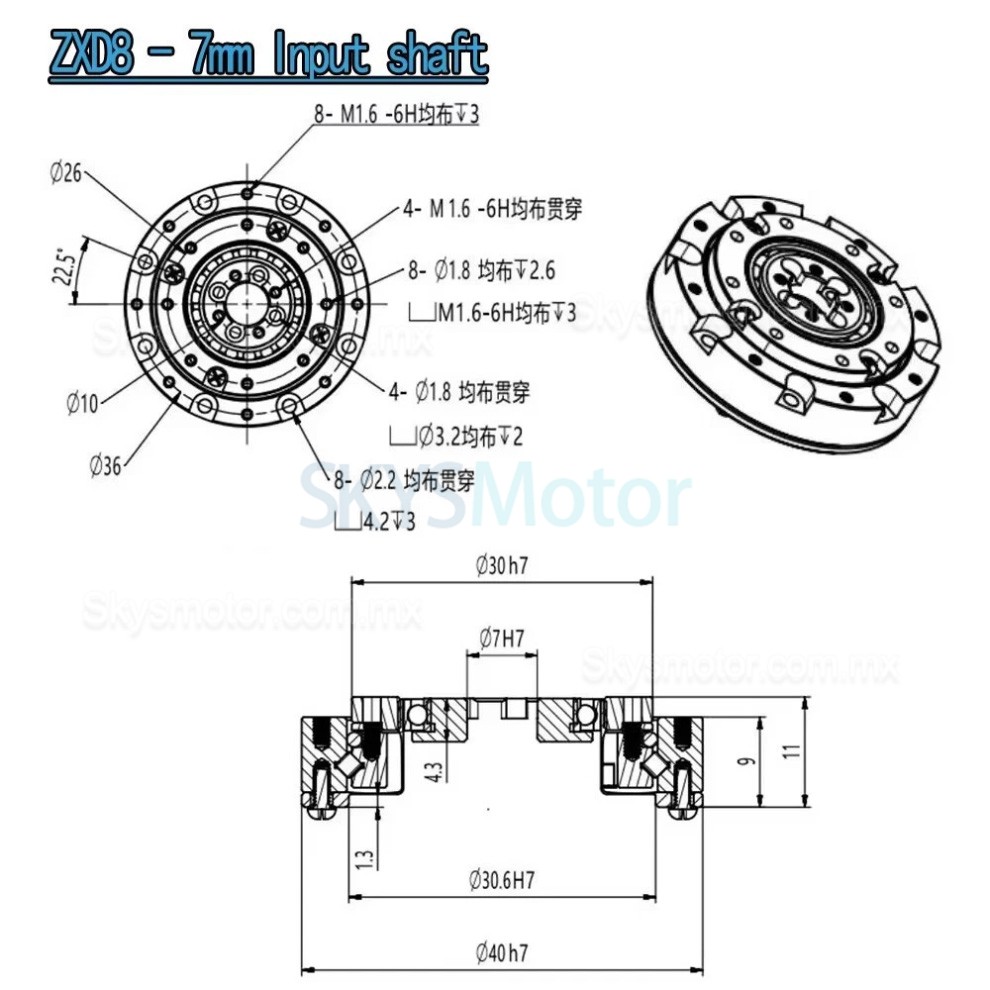 Reductor armónico de la serie ZXD/ZXZ relación 30:1/50:1/80:1//100:1,huelgo 30 arc-sec Reductor armónico de la serie ZXD/ZXZ relación 30:1/50:1/80:1//100:1,huelgo 30 arc-sec