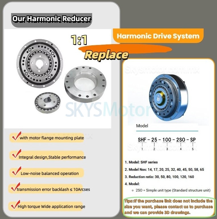 Reductor arm&oacute;nico de la serie ZXF relaci&oacute;n 30:1/50:1/80:1/100:1/120:1/160:1 para motor paso a paso/servomotor