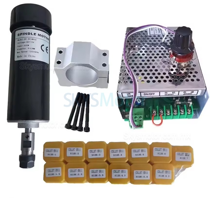 Kit de motor de husillo CNC refrigerado por aire 500W, 110V/220V, OSP001716, 12000rpm, con variadores de frecuencia y 13 pinzas ER11